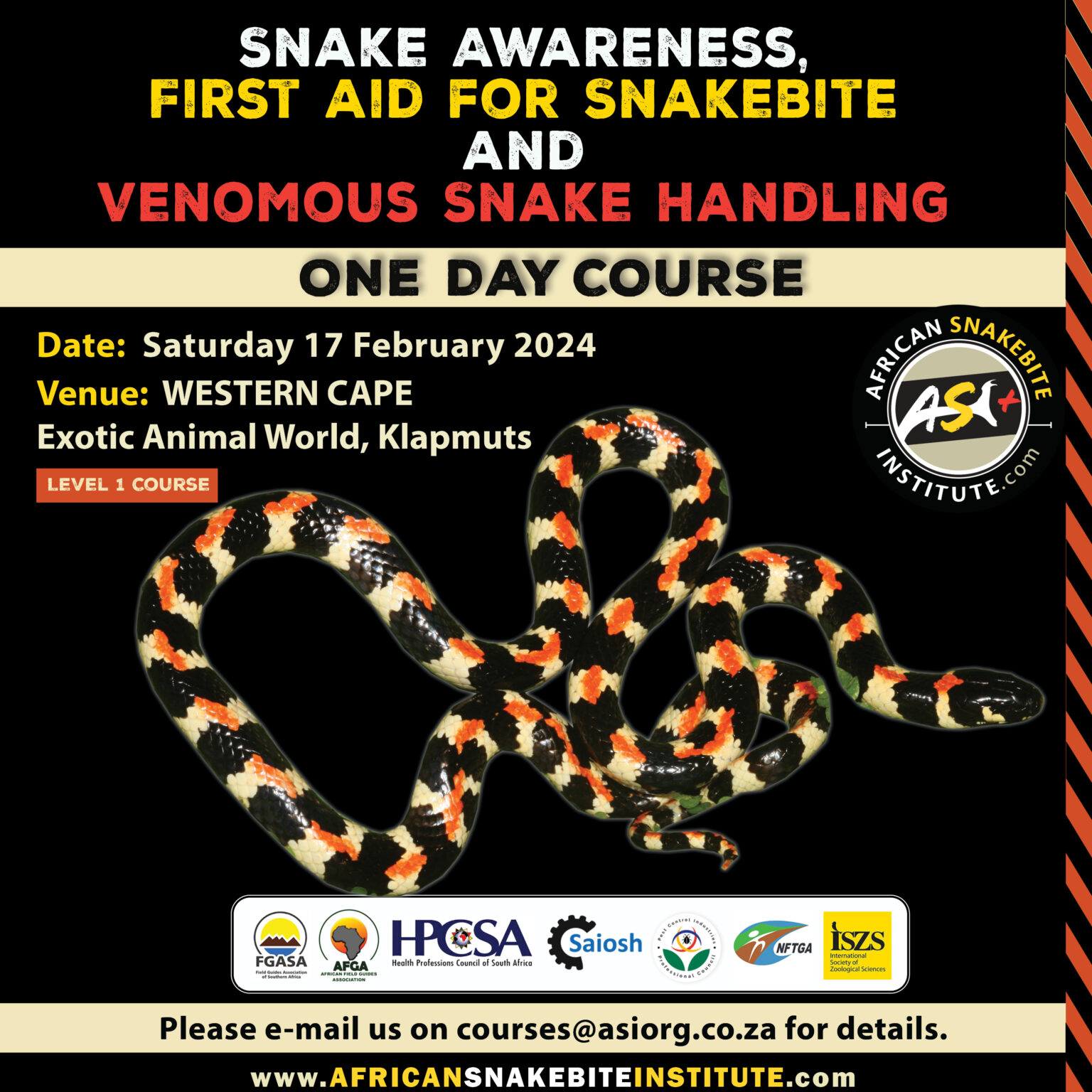 Snake Awareness & Venomous Snake Handling (Western Cape) - 2024-02-17