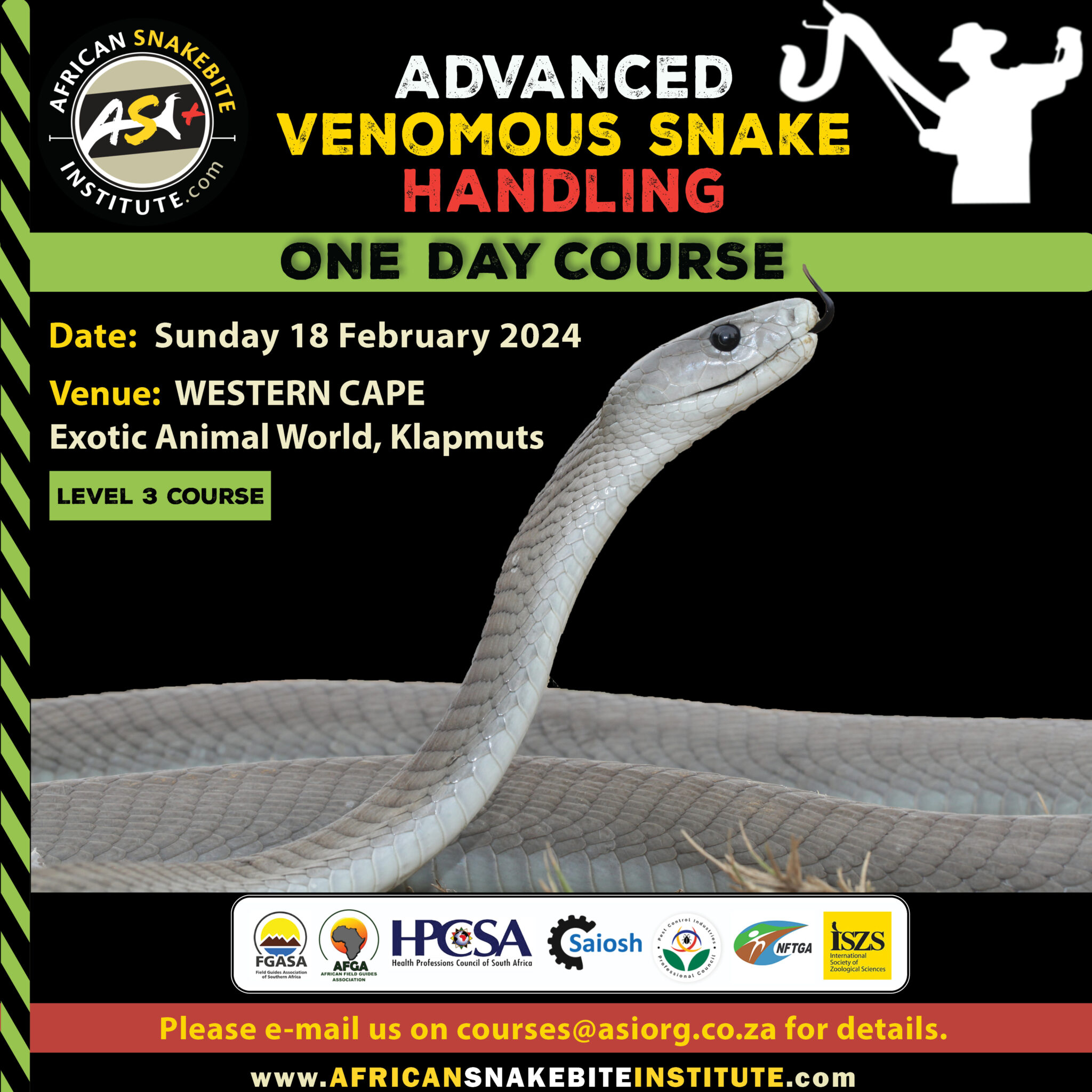 Advanced Venomous Snake Handling (Western Cape) - 20234-02-18